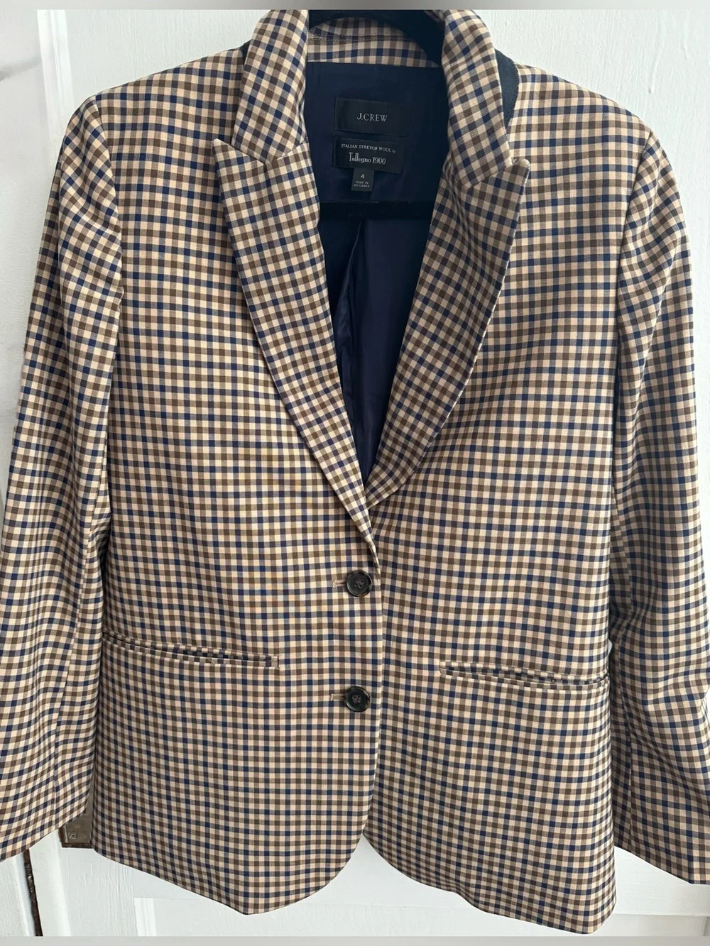 J. Crew Women’s Alfie Blazer Honey Plaid Italian Wool Size 4